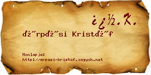 Árpási Kristóf névjegykártya